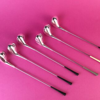 6 versilberte Drinkcooler als Golfschläger, Fa. Frigast, Dänemark, um 1960