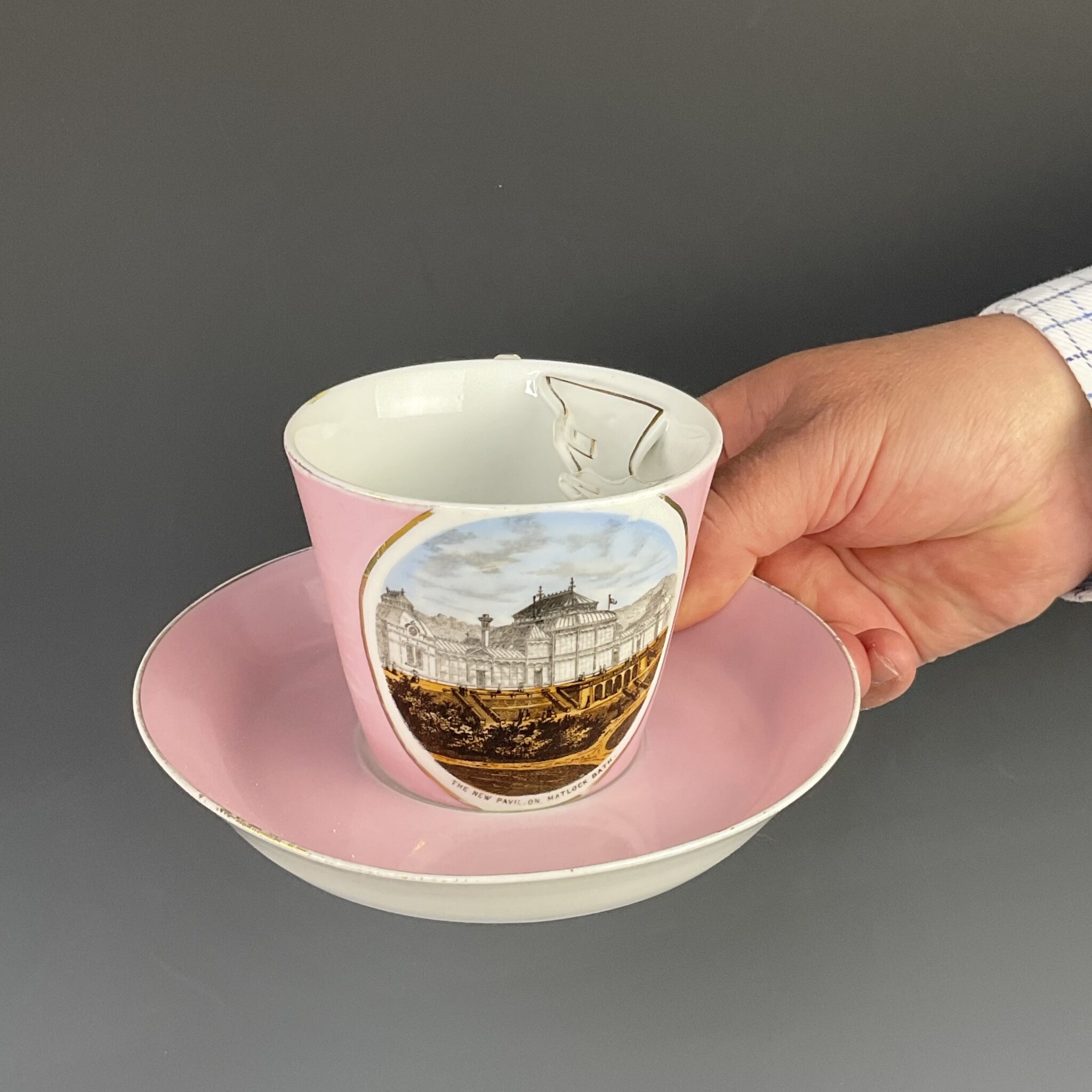 Seltene Schnurrbart Tasse aus Matlock Barth, 19. Jahrhundert