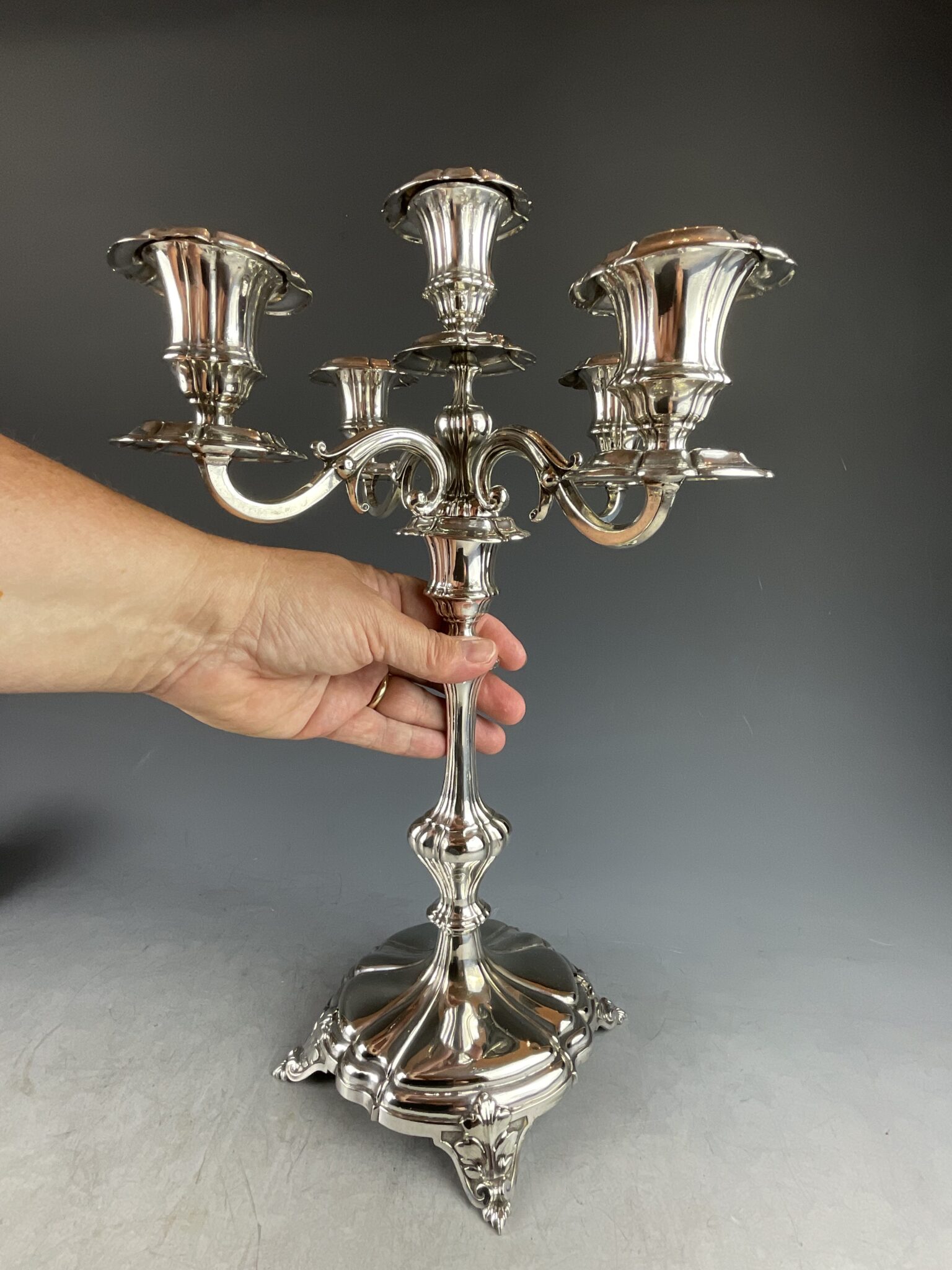 Versilberte Jugendstil Girandole, Fa. Berndorf, um 1880 – Bild 11