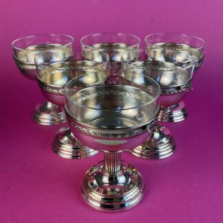 6 versilberte Jugendstil "Ei im Glas"-Pokale, Fa. Argentor, Wien, um 1900