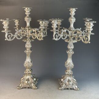 Paar silberne Historismus Girandolen, Deutschland, um 1880