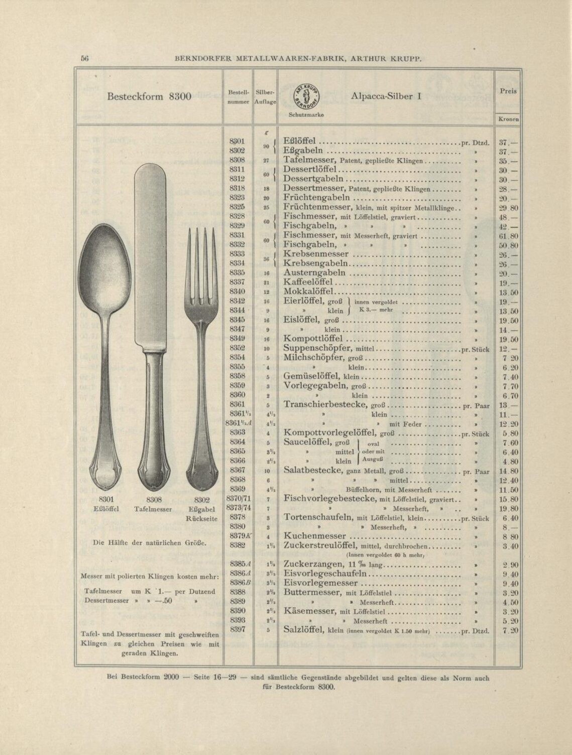 Jugendstil Fischbesteck für 6 Personen, Form 8300, Fa. Berndorf, um 1900 – Bild 6