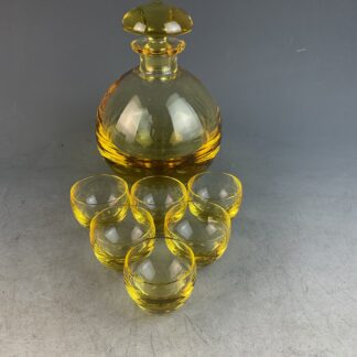 Art Deco Schnapsset "Culbuto" aus Citringlas, Fa. Moser, Karlsbad, um 1930