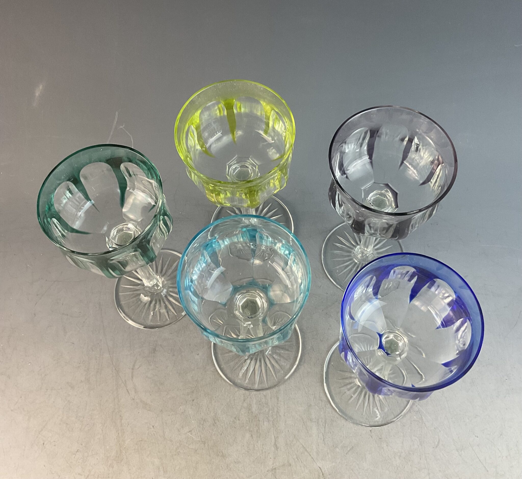 5 Art Deco Weingläser, Fa. Moser, Karlsbad, um 1930 – Bild 2