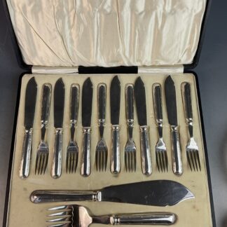 Historismus Fischbesteck "Kreuzband" für 6 Personen, U.S.A., um 1900