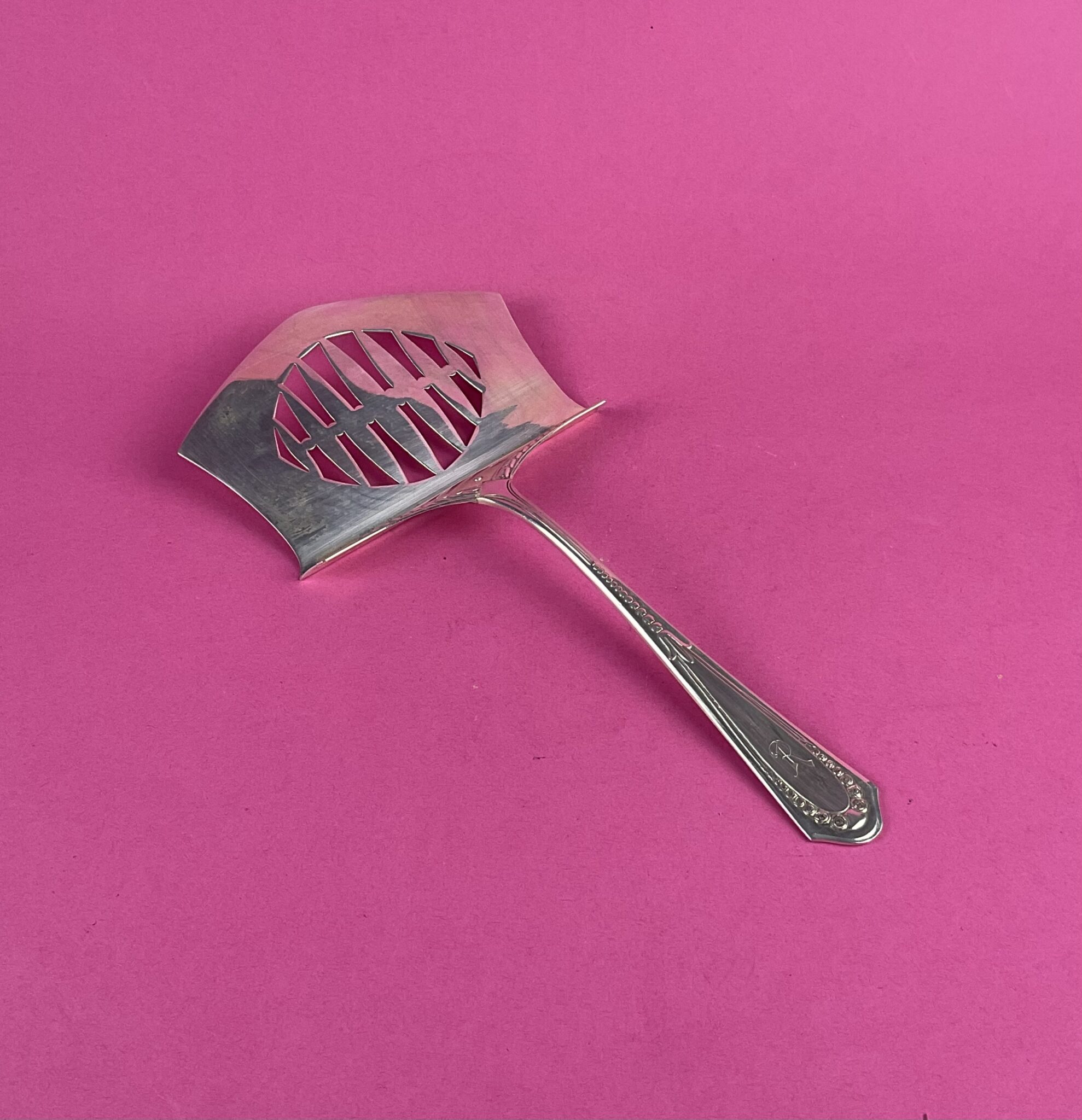 Versilberter Art Deco Spargelheber "Röschen", Fa. WMF, um 1930 – Bild 2