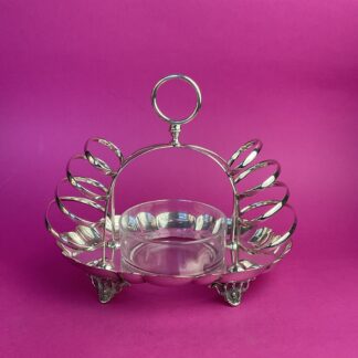 Versilbertes Jugendstil Toastrack mit Butterschale, England, um 1900