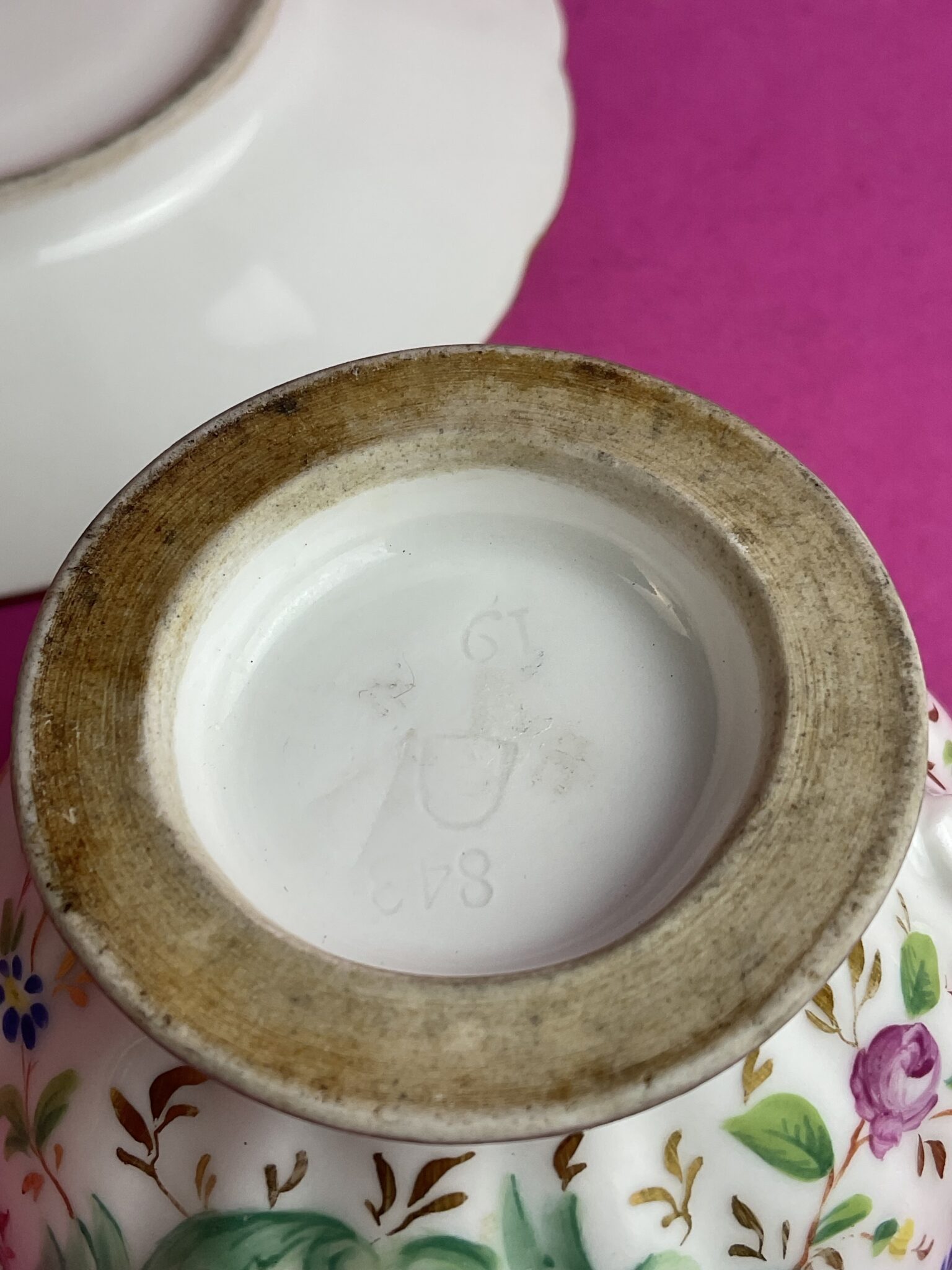Biedermeier Sammeltasse mit Untertasse, Porzellanmanufaktur Wien, um 1845 – Bild 3