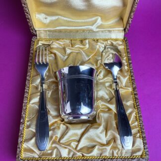 Versilberte Art Deco Taufgarnitur, Frankreich, um 1930